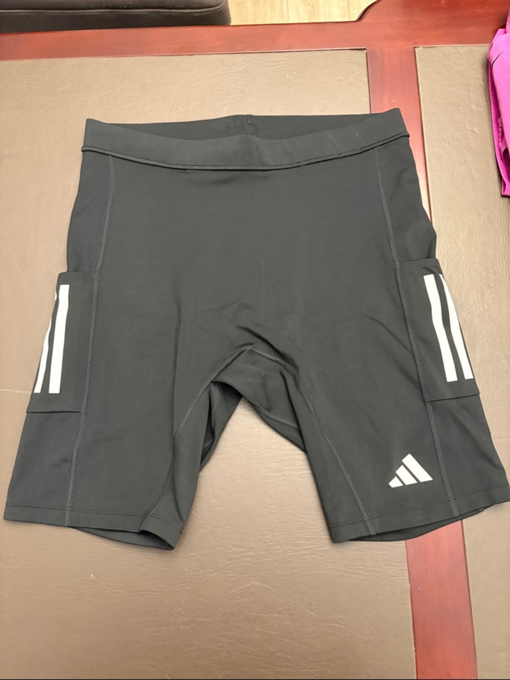 adidas Black Athletic half tights with Side Stripe Pockets
